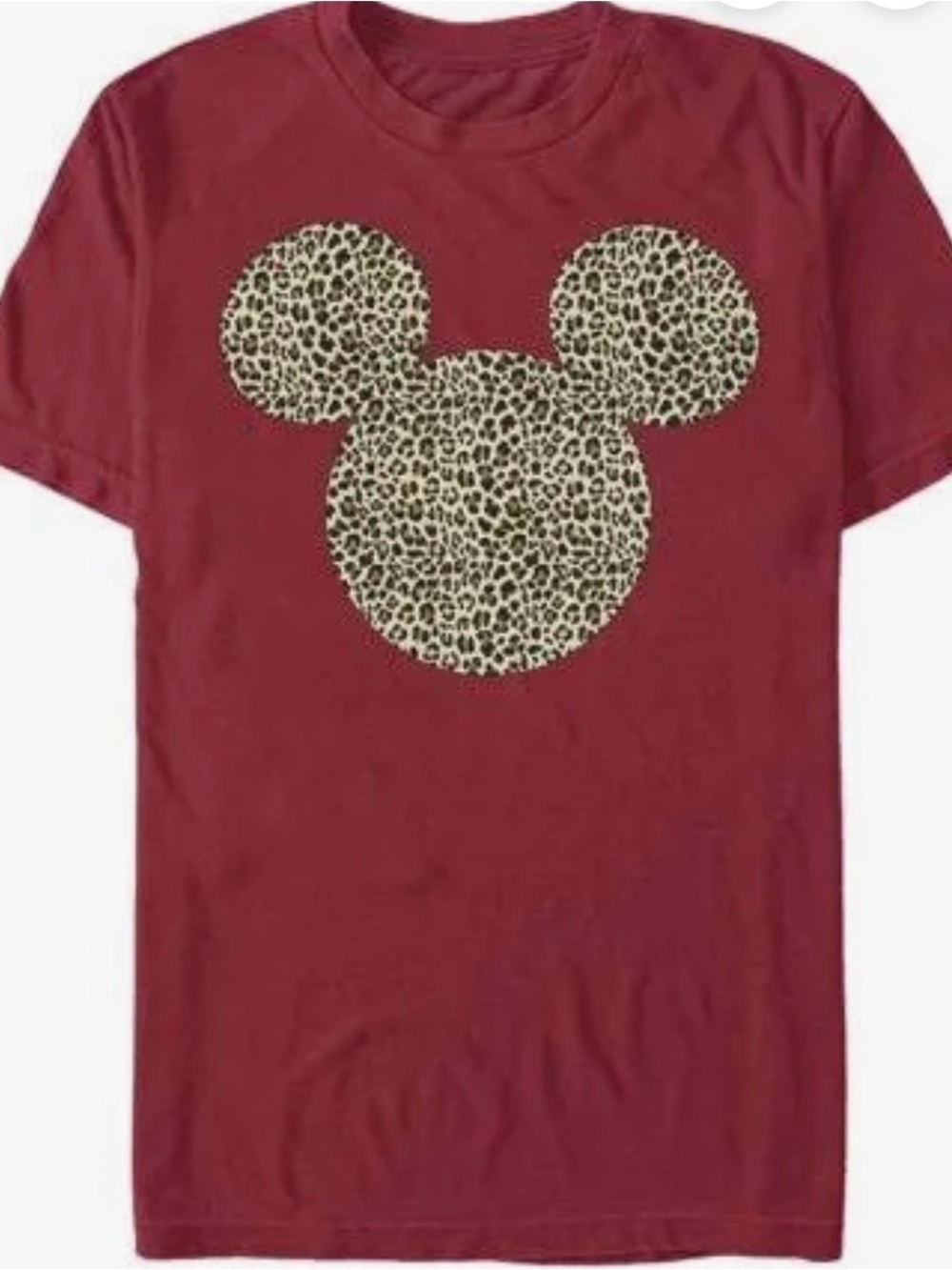 Gildan Maroon Short-Sleeve Tee with Leopard Print Mouse Silhouette
